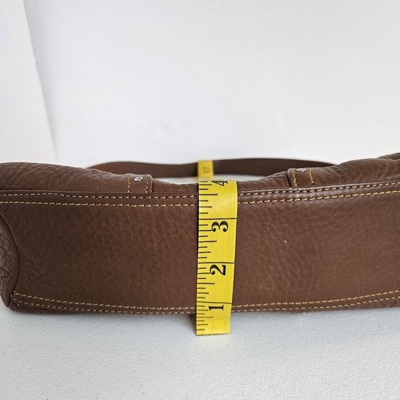 Fossil Shoulder Bag Brown Pebble Leather Studded Accents Y2k Vintage - Picture 12 of 16